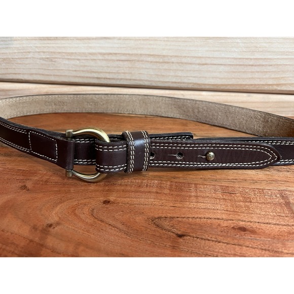 RD Style Accessories - Cipriani Brown Leather Belt Women's Size Medium Style 7658 Loop Buckle Western‎